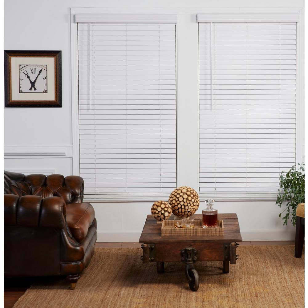 White 2in Cordless Faux Wood Blind J151569