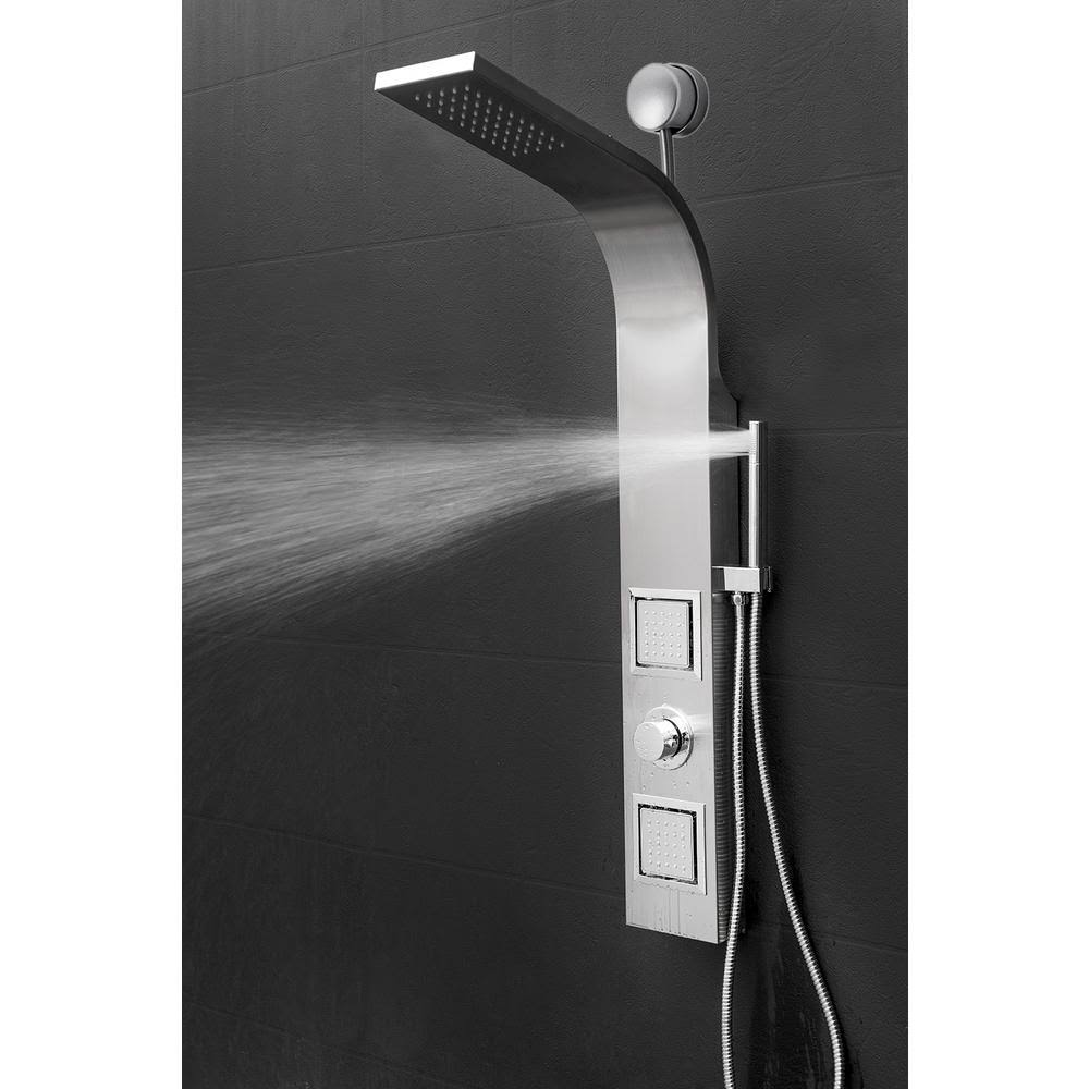 Stainless Steel Shower Panel System with Rainfall Shower Head and Handheld Shower Wand V158522