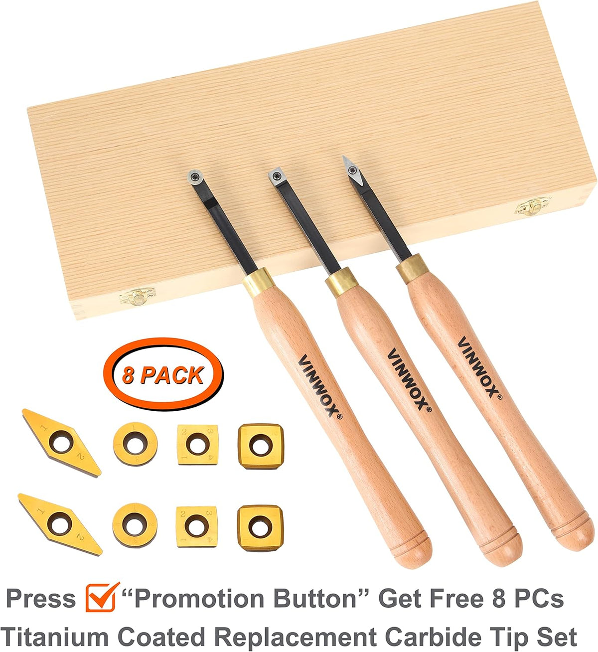 3 PCS Carbide Wood Lathe Turning Tool Set X9437