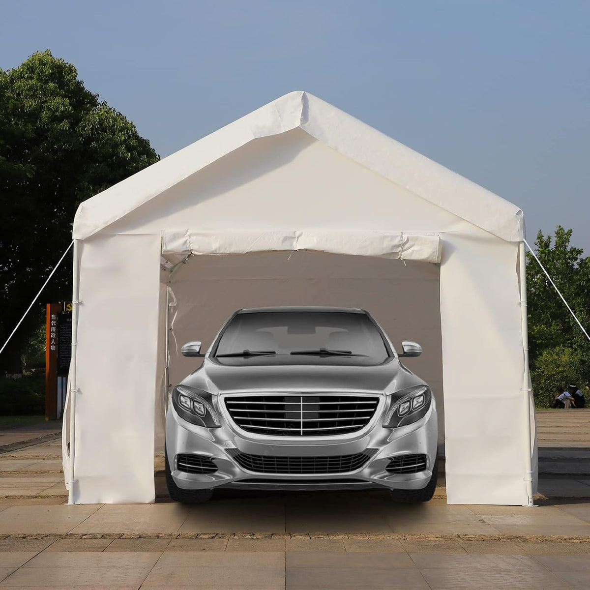 10x20 ft Heavy Duty Carport Car Canopy with Removable Sidewalls and Doors C758434