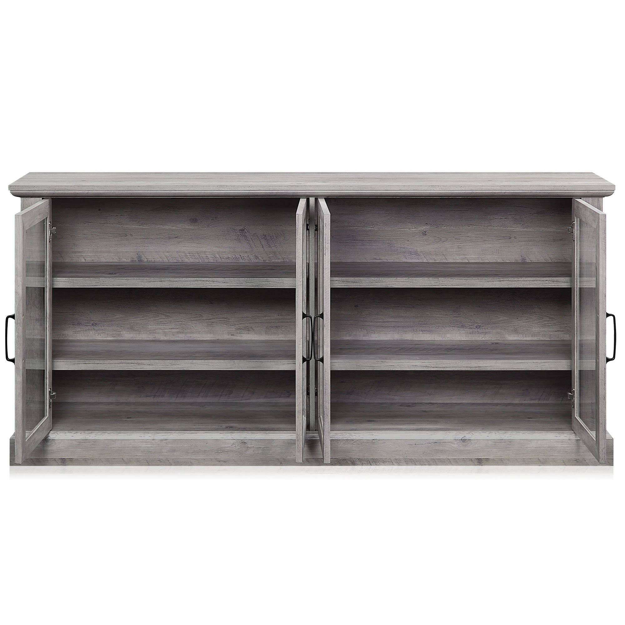 Rustic Grey 4 Door Wood Sideboard Cabinet W565