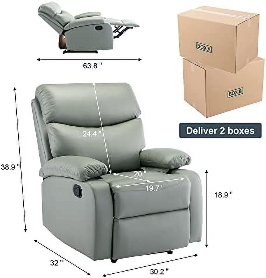 Cerulean Blue Manual Recliner Chair with Micro Leather K824
