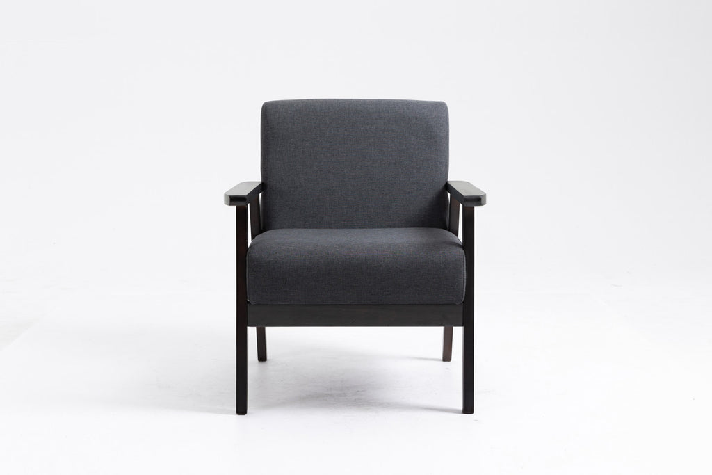 Espresso Dark Gray Linen Fabric Loveseat and 2 Chair Set O97603