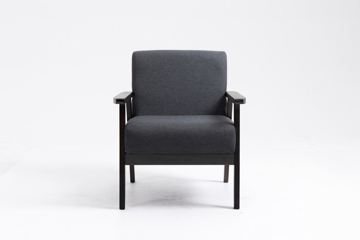 Espresso Dark Gray Linen Fabric Loveseat and 2 Chair Set O97603