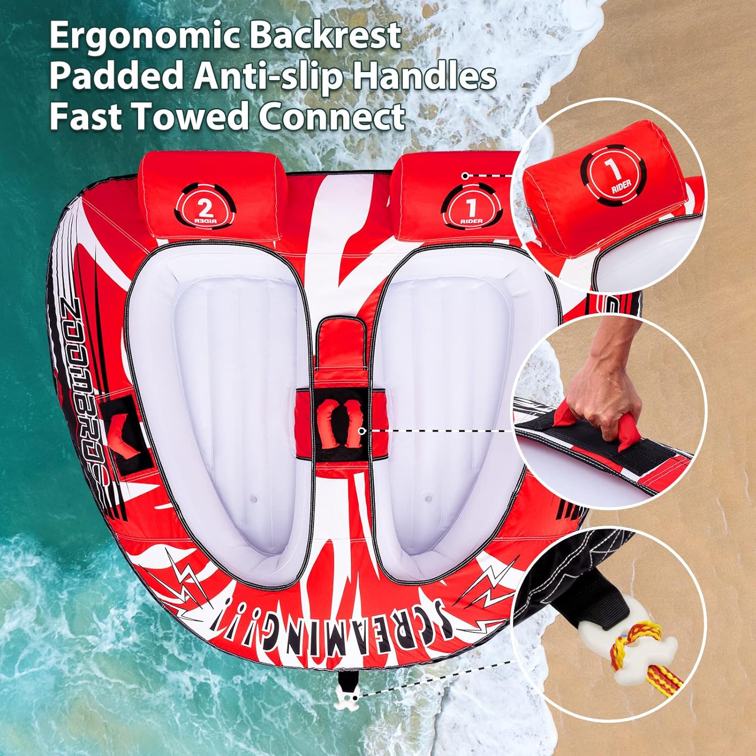 2 Person Towable Inflatable Boat Tube F84708