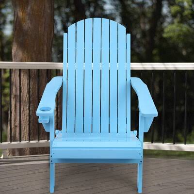 Blue Solid Wood Folding Adirondack Chair V88450