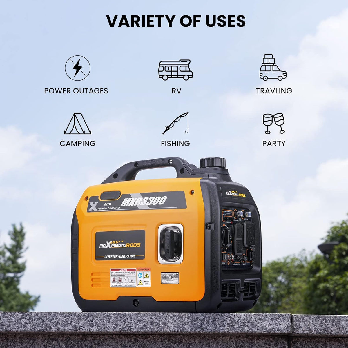 Portable Inverter Generator 3000W/3300W Gas Powered Quiet EPA Compliant X9564