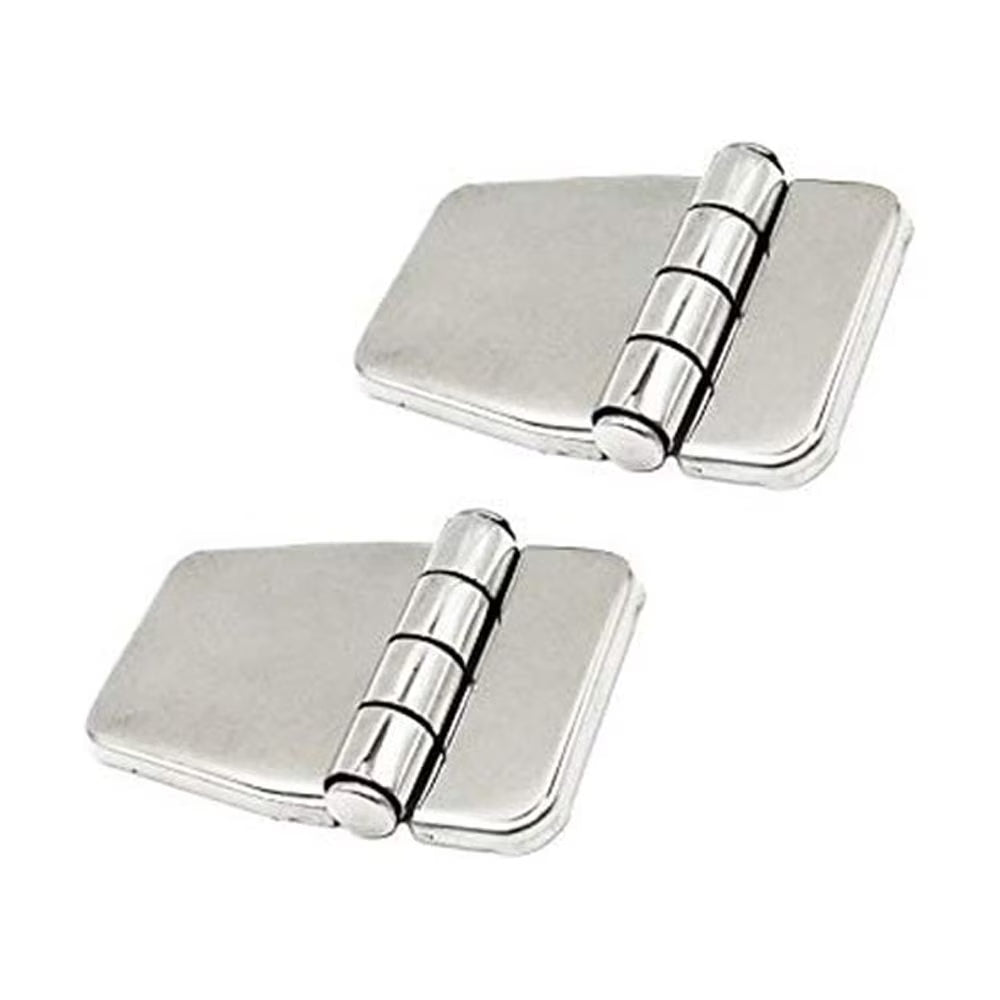 Pair of 316 Stainless Steel Short Sided Strap Hinges with Cover Caps G51929