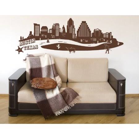 Dark Red 99in x 34in Cityscape Wall Decal L8110