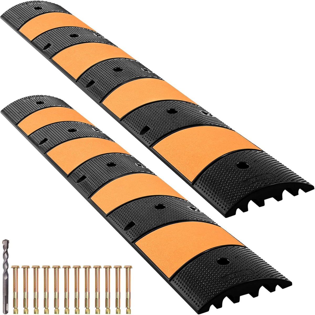 Rubber Speed Bump, 2 Pack, 72.8 Long Modular Speed Bump, 22000 LBS Load Capacity N856493