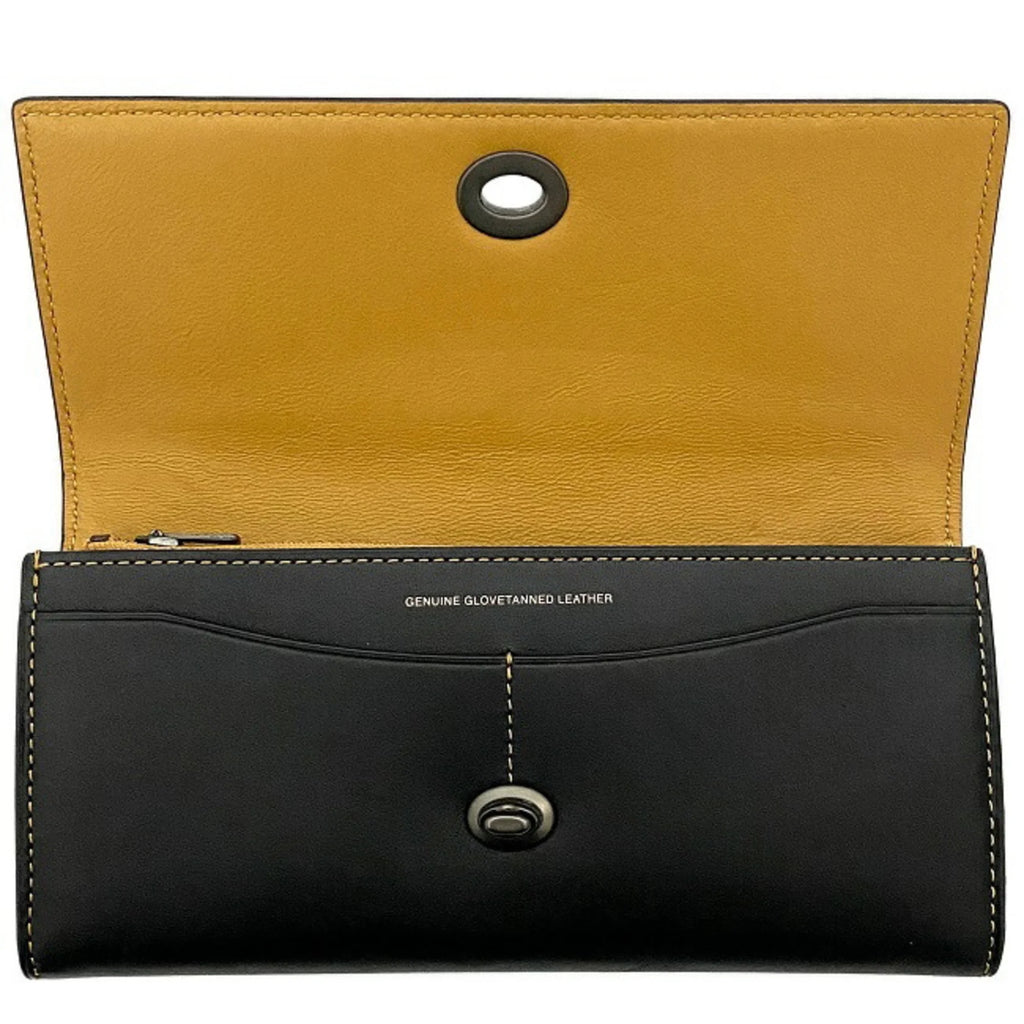 Black Glovetanned Leather Bi-Fold Long Wallet K687