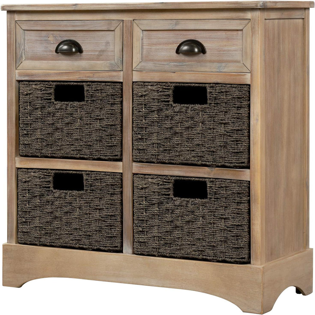 Wicker Storage Cabinet with 2 Drawers, Antique Navy Z8396