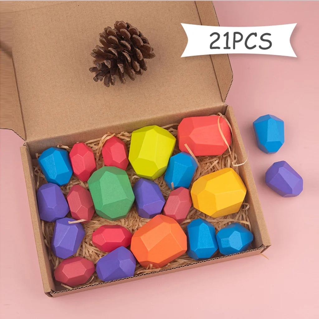 Wooden Stone Building Block Toy Stacking Game Toy K87545
