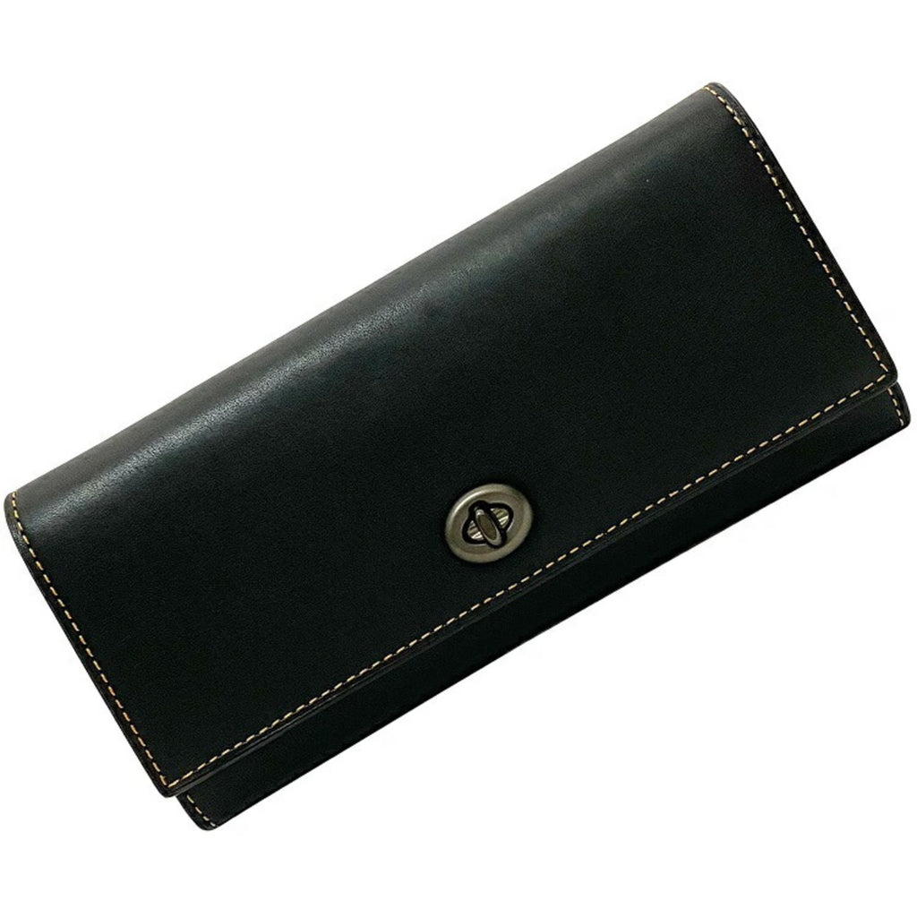 Black Glovetanned Leather Bi-Fold Long Wallet K687