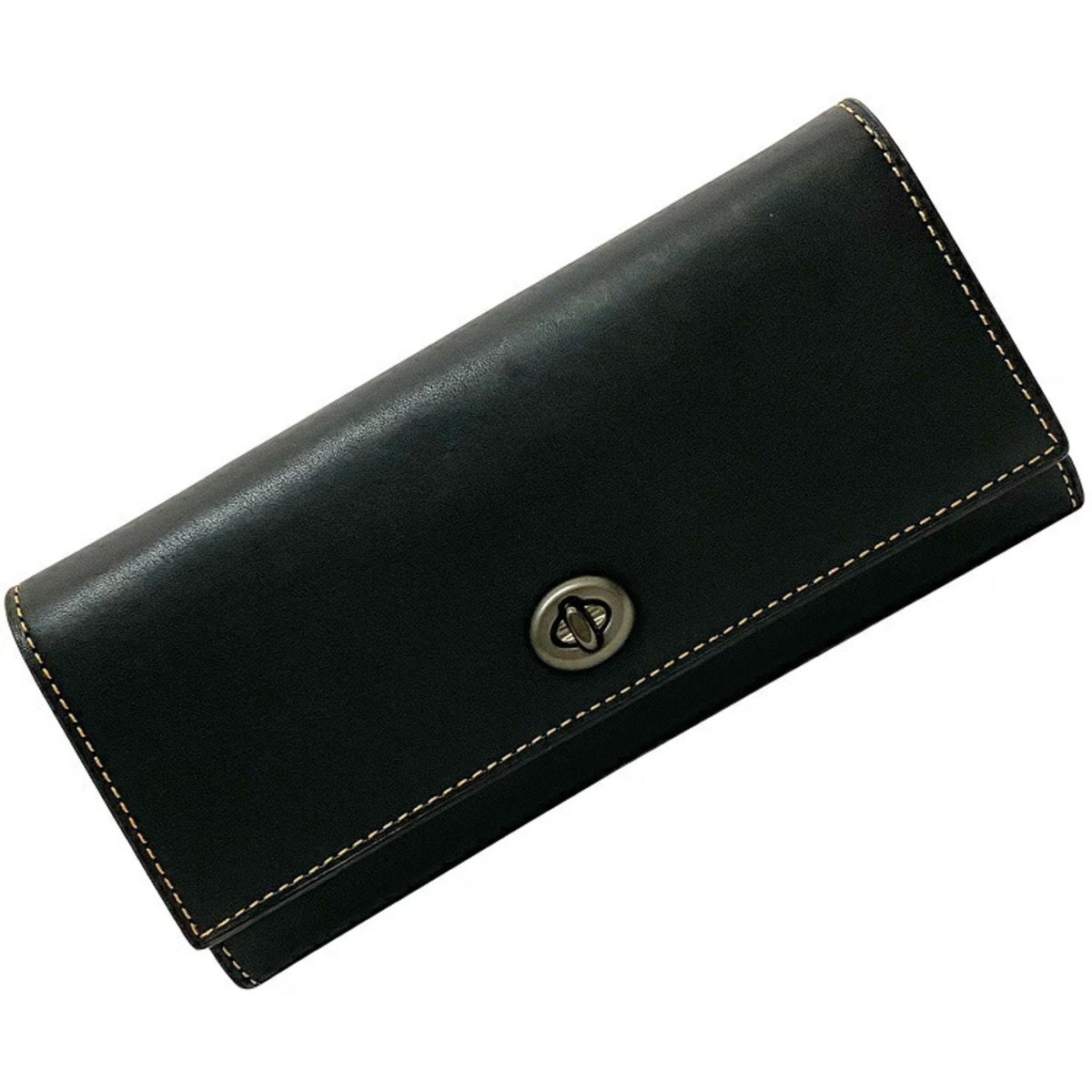 Black Glovetanned Leather Bi-Fold Long Wallet K687