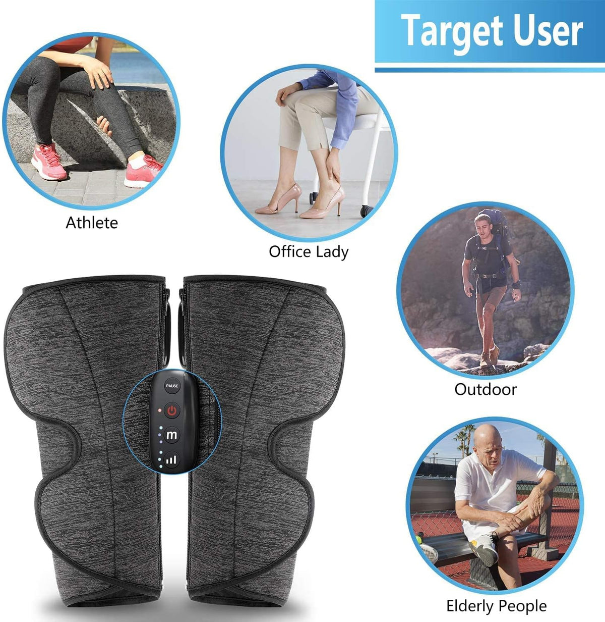 Rechargeable Leg Massager with Air Compression (1 Pair) A23241