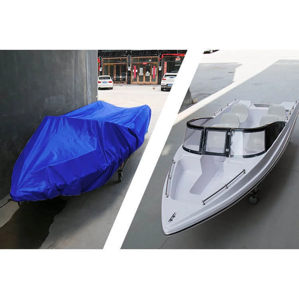 Boat Cover Waterproof Heavy Duty Silver Reflective 300D Oxford Fabric Fits V-HULL TRI-HULL Runabouts and Bass Boats 11-13FT G60713