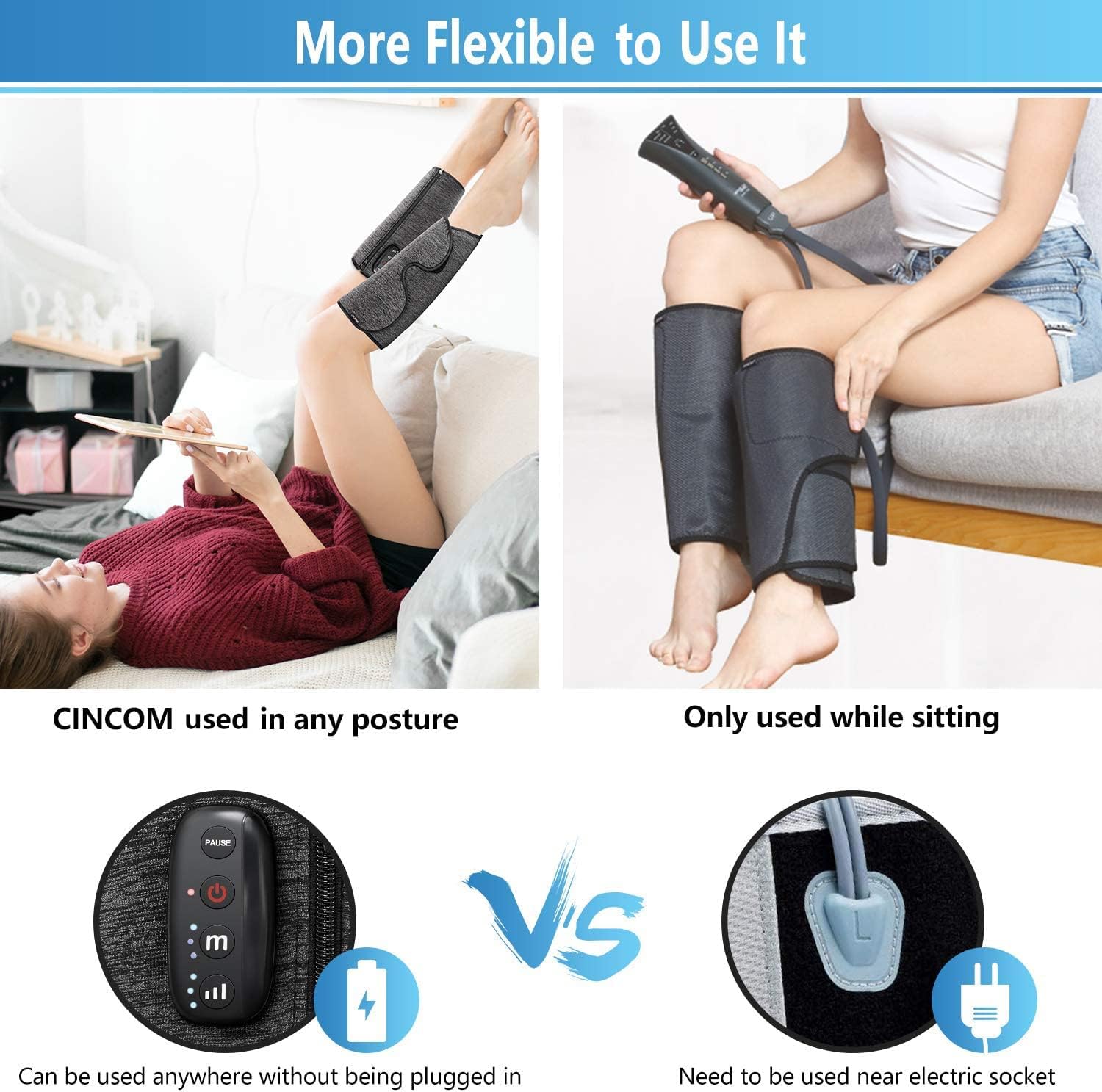Rechargeable Leg Massager with Air Compression (1 Pair) A23241