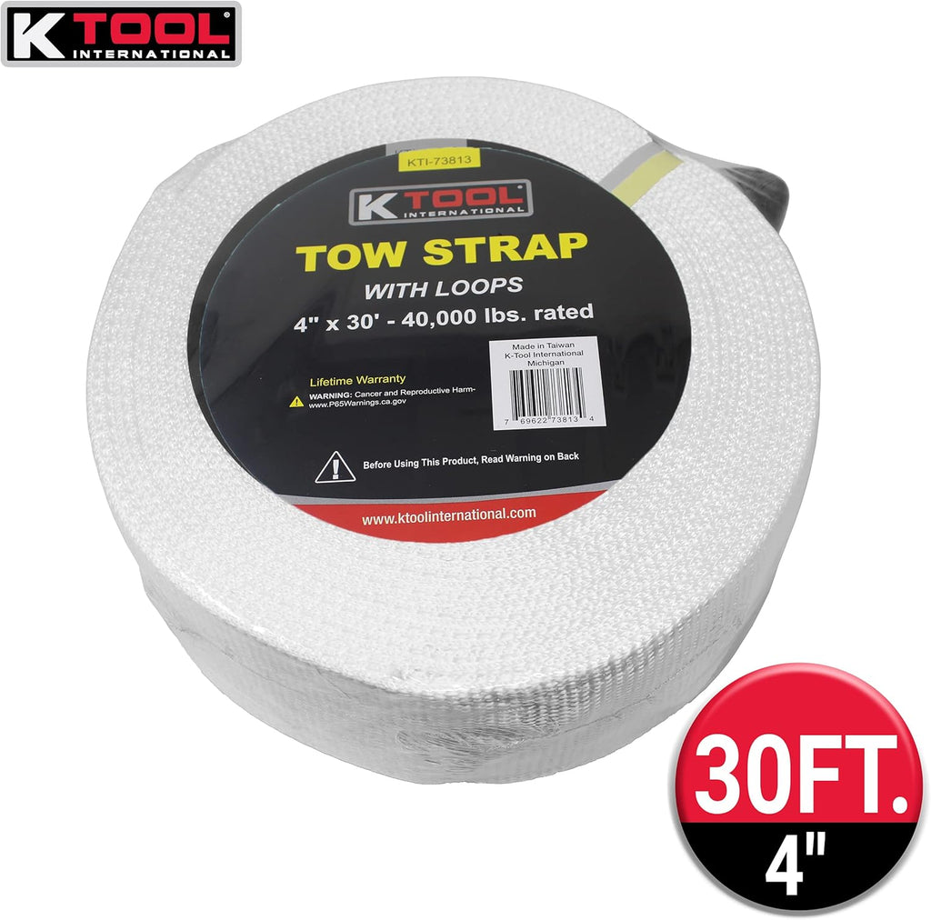 4 x 30 FT. Tow Strap with Looped Ends, 40,000 lb. Capacity, Pack of 2 N782