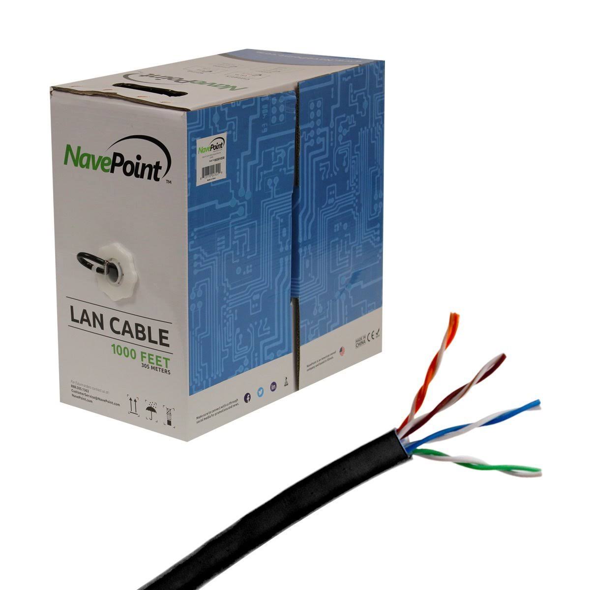 Cat5e 1000ft UTP Solid 24AWG Black Network Ethernet Bulk Wire E868405