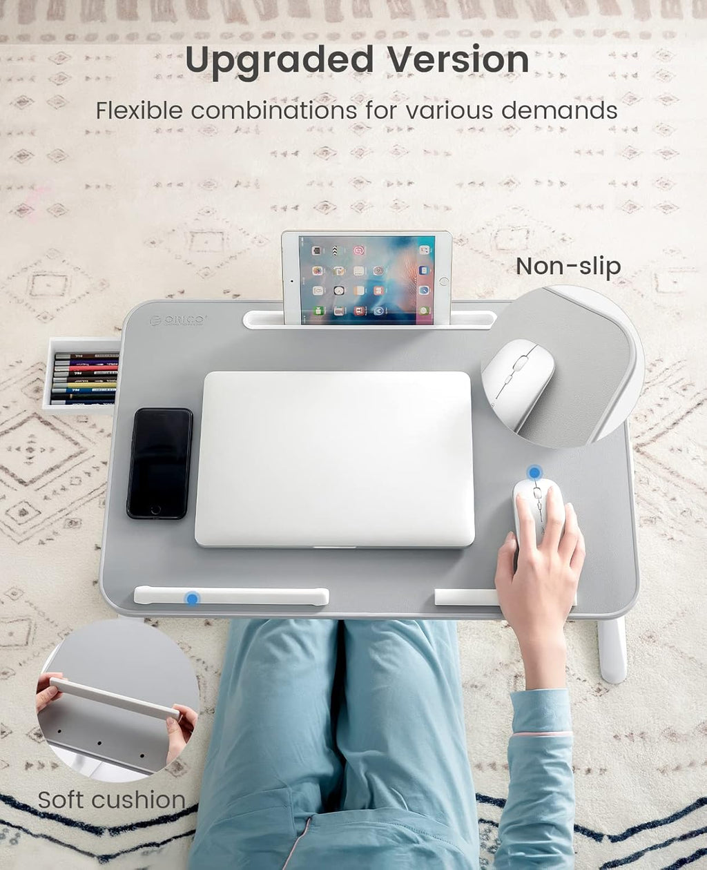 Foldable Laptop Desk with Storage Drawer, Pack of 2 W621