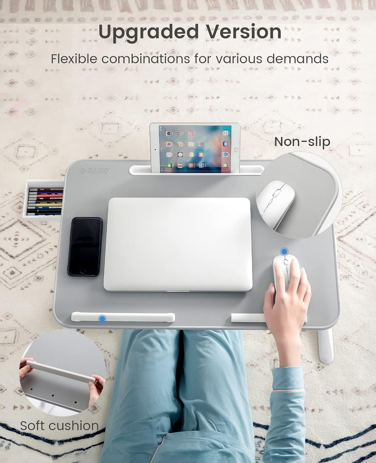 Foldable Laptop Desk with Storage Drawer, Pack of 2 W621