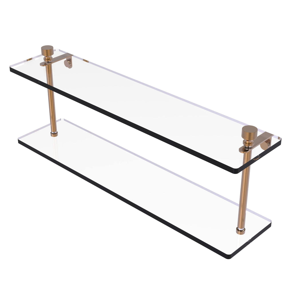 22 inch Two Tiered Glass Shelf Brushed Bronze C21403