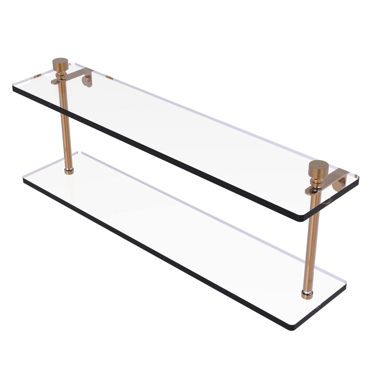 22 inch Two Tiered Glass Shelf Brushed Bronze C21403