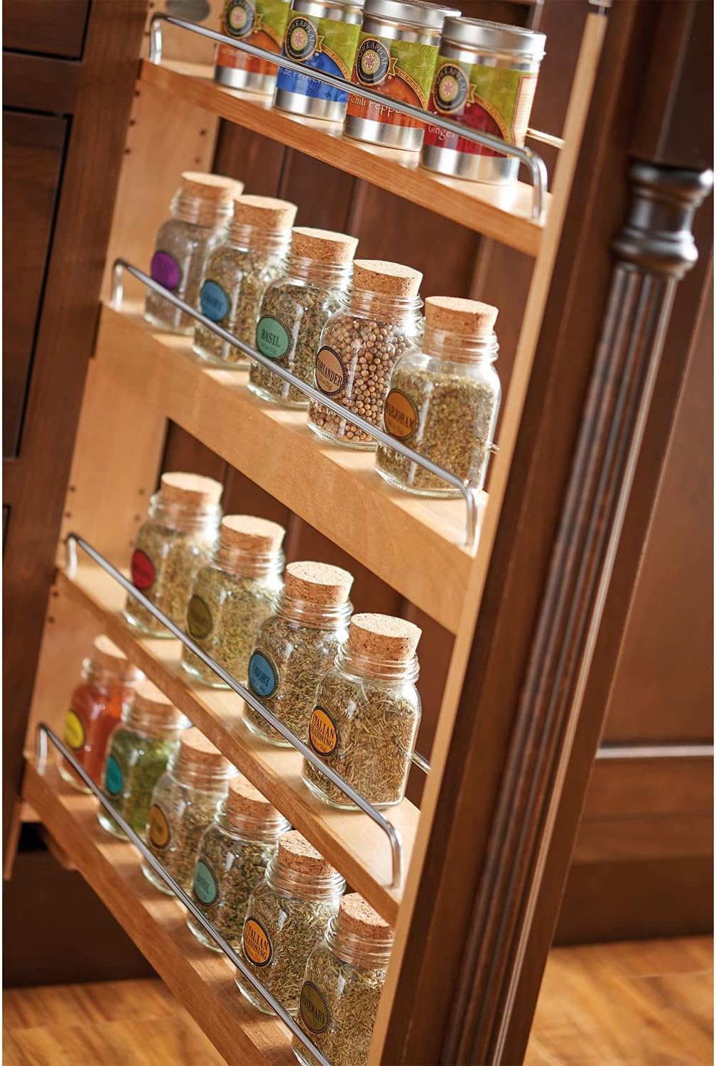 3 Wood Base Cabinet Pullout Filler Organizer with Adjustable Shelves N44194