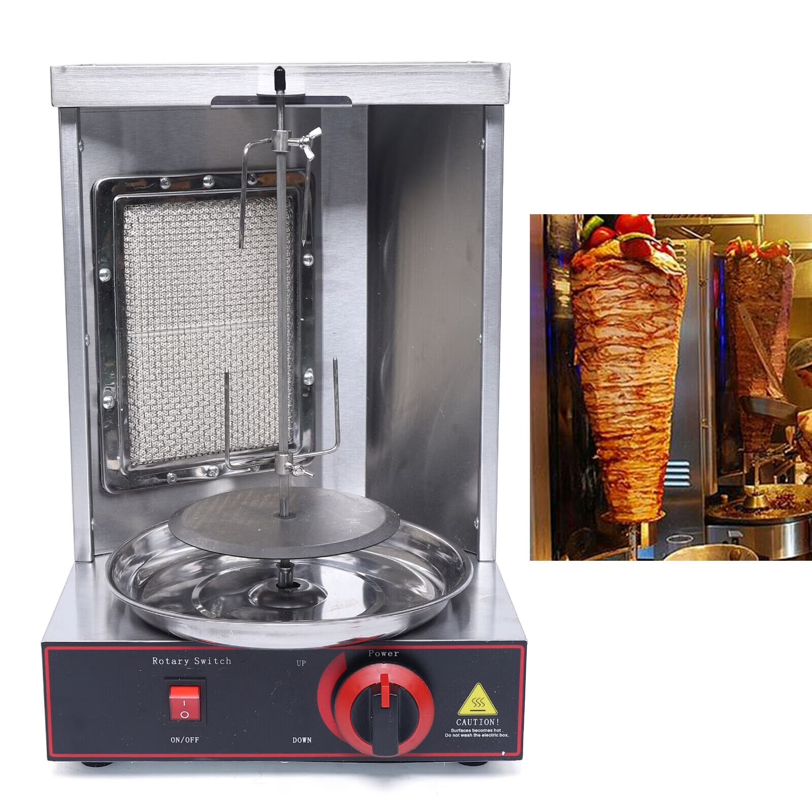 Stainless Steel Vertical Gas Broiler Shawarma Grill Machine D299578