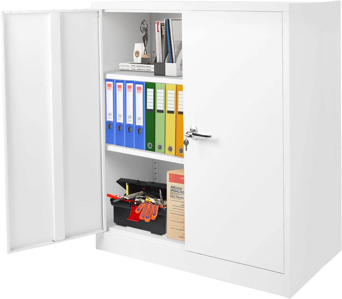 Black Locking Metal Cabinet with 2 Doors, 4 Adjustable Shelves C23452