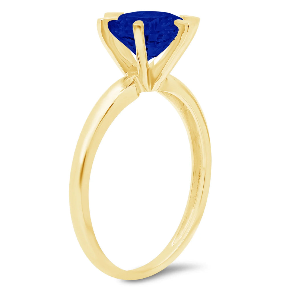 18k Yellow Gold Blue Sapphire Solitaire Ring Size 3.5 Y27240