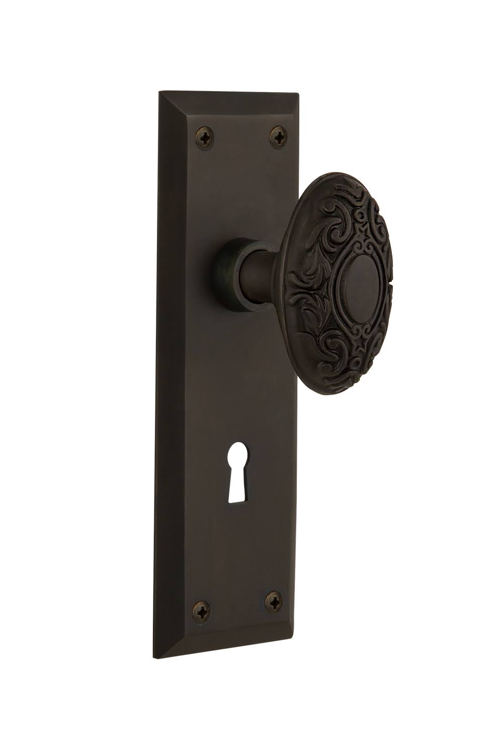 Victorian Door Knob with Keyhole Passage, Oil-Rubbed Bronze H595