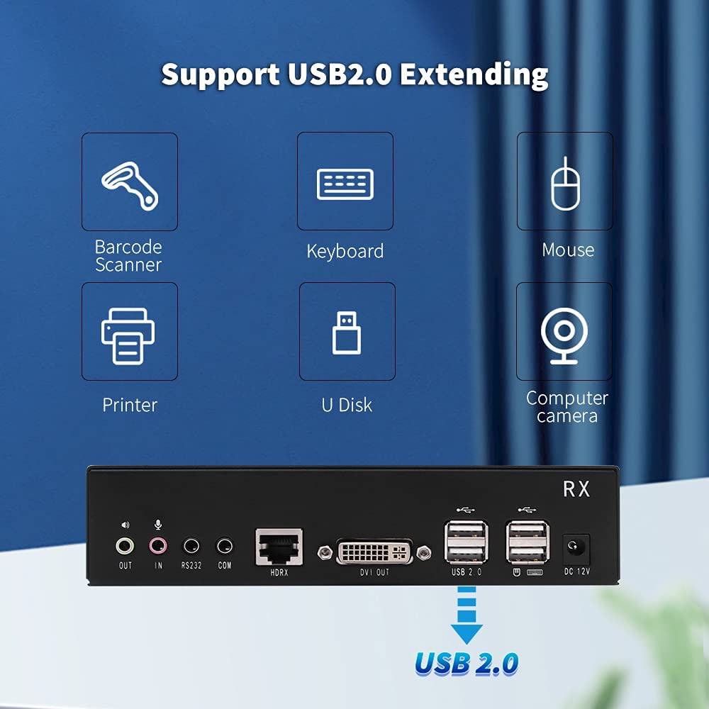 KVM Extender over Single CAT5E/CAT6 Ethernet Cable, 1080P, 1920×1200@60Hz X59812