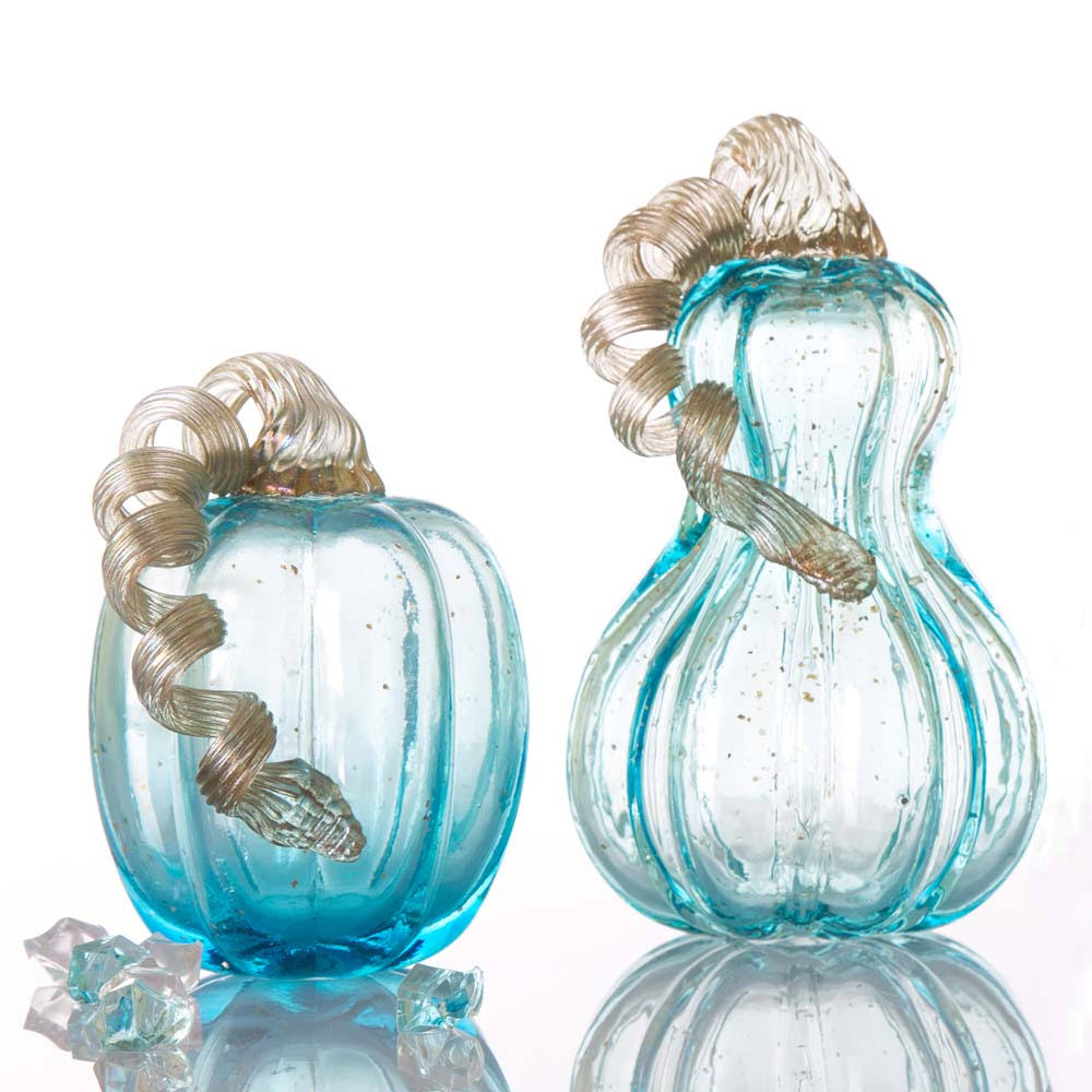 Blue Glass Pumpkin Decor Z73651