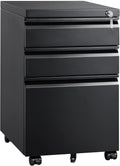 3 Drawer Metal File Cabinet Black U54278