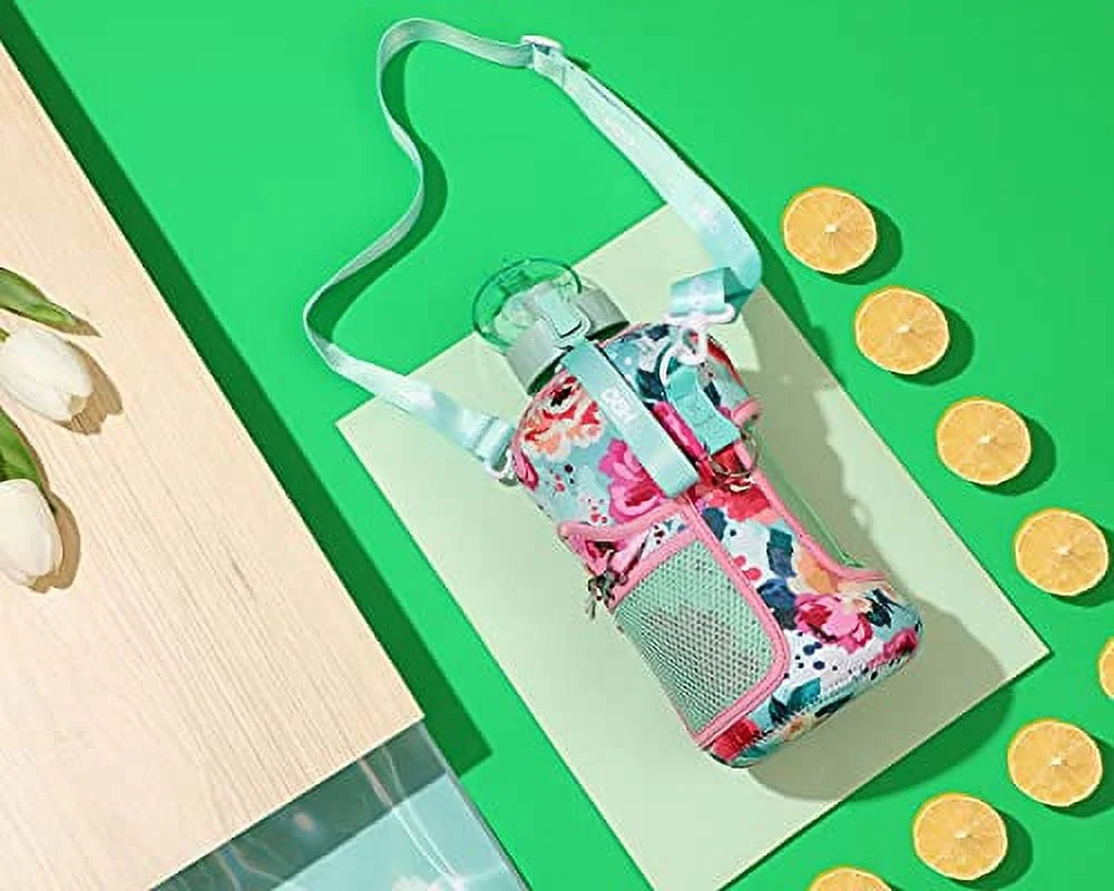 Floral Bloom 2.2L Water Bottle with Straw I5874