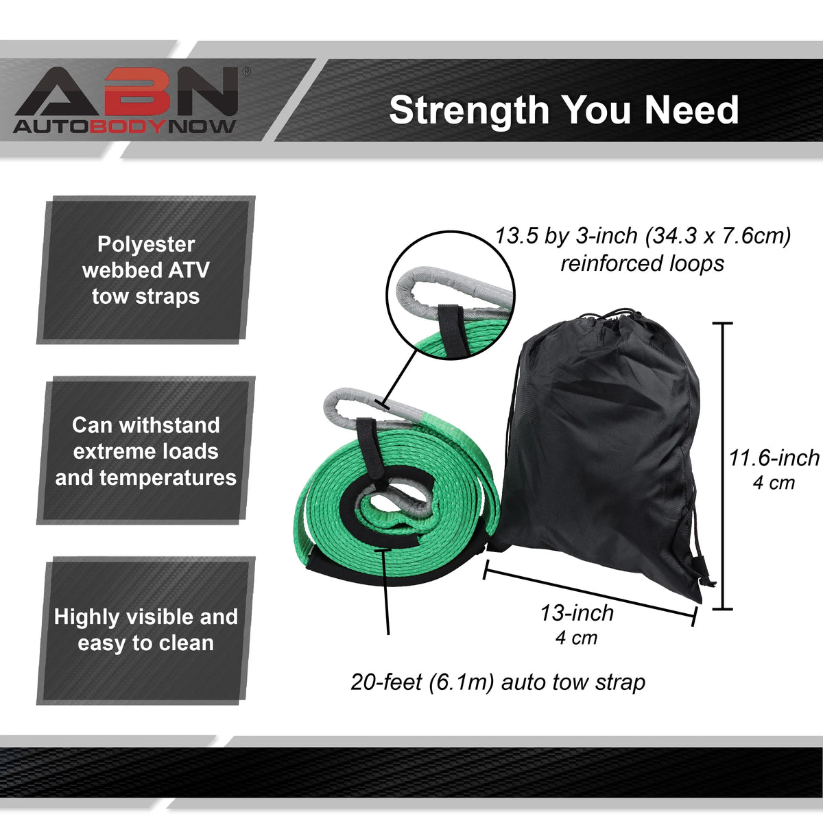 20 Foot 30000 lbs Tow Strap Q524