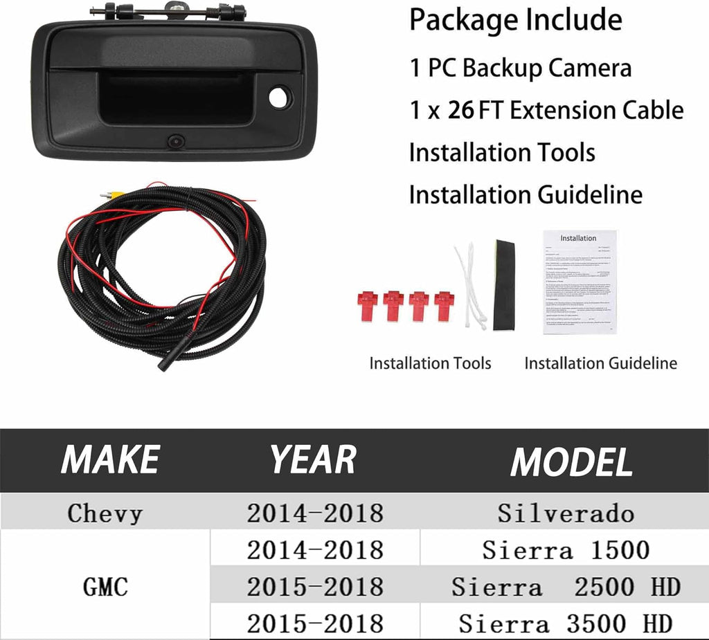 Tailgate Handle Backup Camera for 2014-2018 Chevy Silverado GMC Sierra O22561