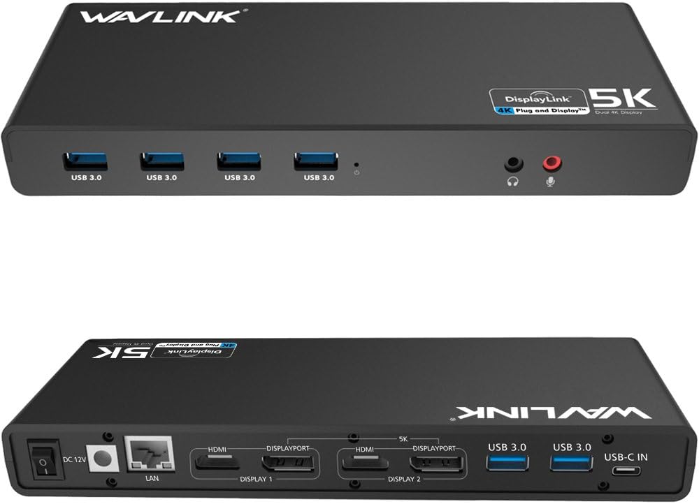 USB 3.0 Universal Docking Station, 14-in-1 Aluminum Dual 4K Adapter with 2 HDMI & DisplayPort, Ethernet, 6 USB 3.0, Audio, DC Jack X314