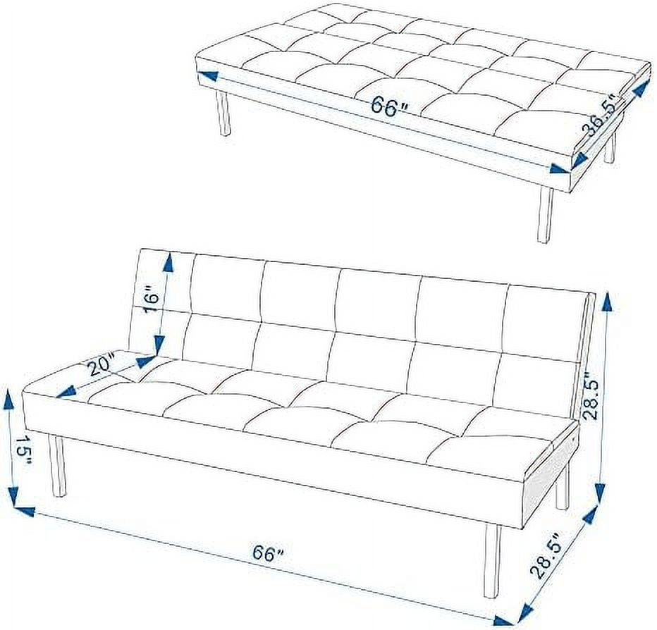 3 Seater Sofa Bed Click Clack Armless Fabric Couch Recliner (Grey) U685