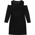 Black Beaded Jersey Cold Shoulder Dress Y439