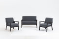 Espresso Dark Gray Linen Fabric Loveseat and 2 Chair Set O97603