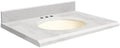 Natural Marble 31 inch x 22 inch Bathroom Vanity Top with Beveled Edge, 8 inch Centerset and Biscuit Bowl, White U379259