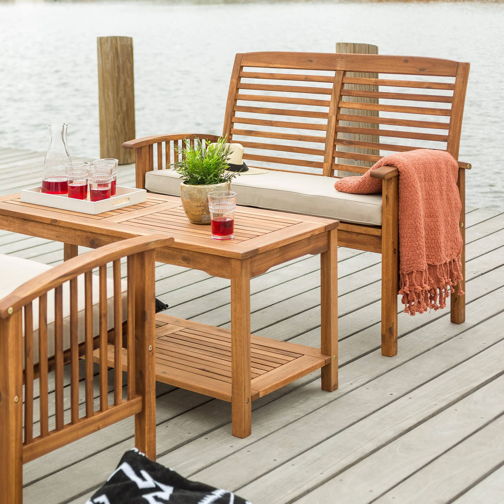 3PC Acacia Wood Patio Conversation Set - Brown J17441