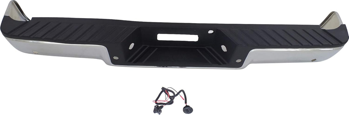 Chrome Steel Step Bumper with Rear Object Sensor Holes X7509