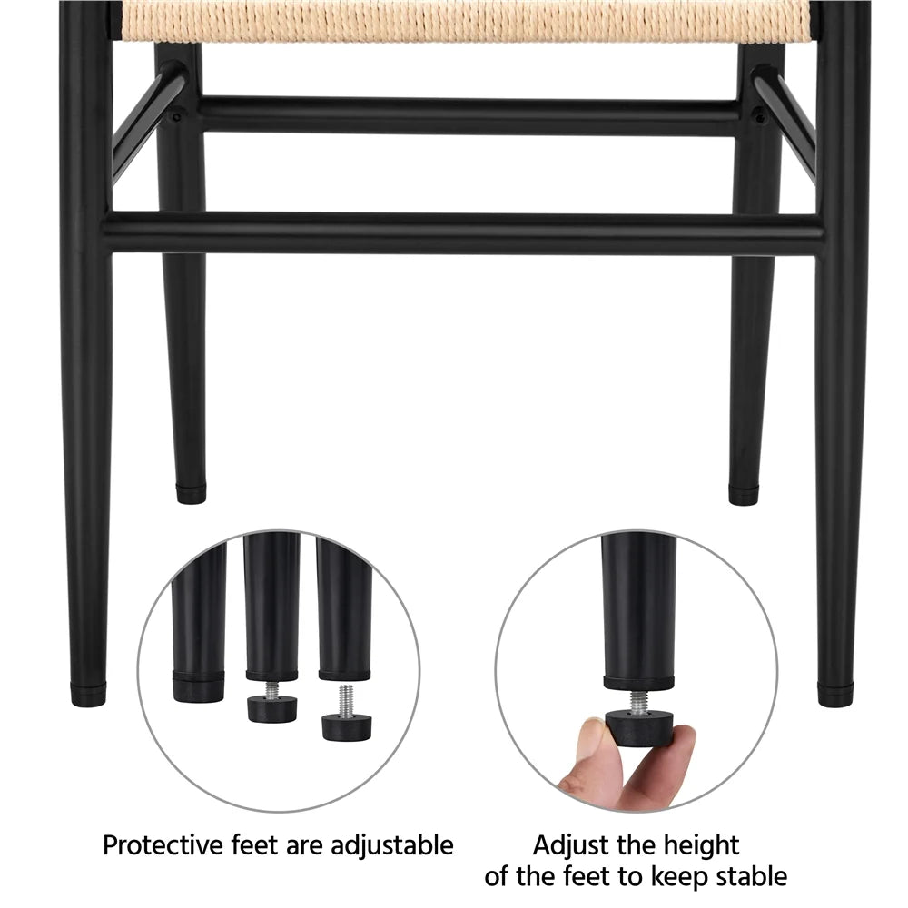 Set of 2 Black Metal Dining Chair with Y-Shaped Backrest X511378