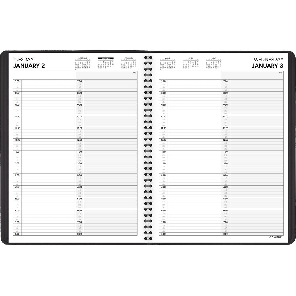 Two Person Daily Appointment Book Black Large 8 x 11 E36599