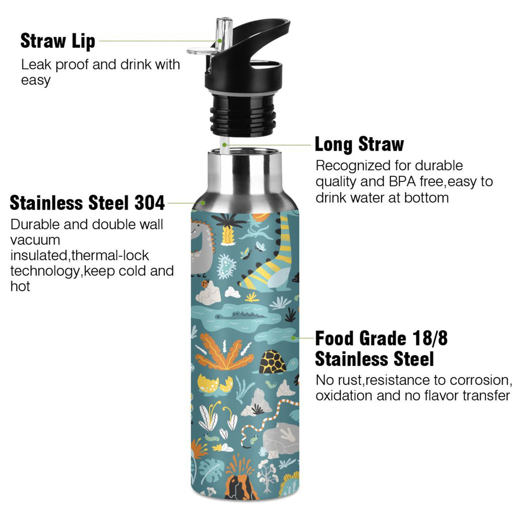 Green Stainless Steel Insulated Water Bottle with Straw Lid M223