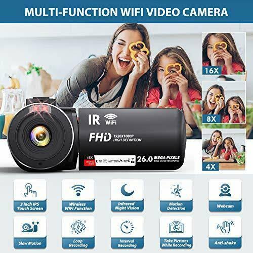 WiFi Vlogging Camera 3x22 IPS Touch Screen Night Vision Ultra HD 1080p 30fps 26MP V77031